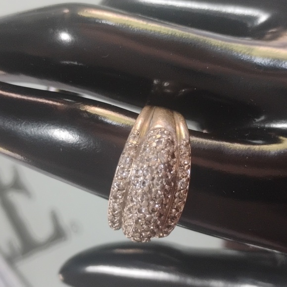 925 Sterling Stamped Pave Set Gemstone Ring Size 10 - Picture 5 of 8